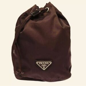 Will take reasonable offers. Prada Brown Nylon Drawstring Pouch -